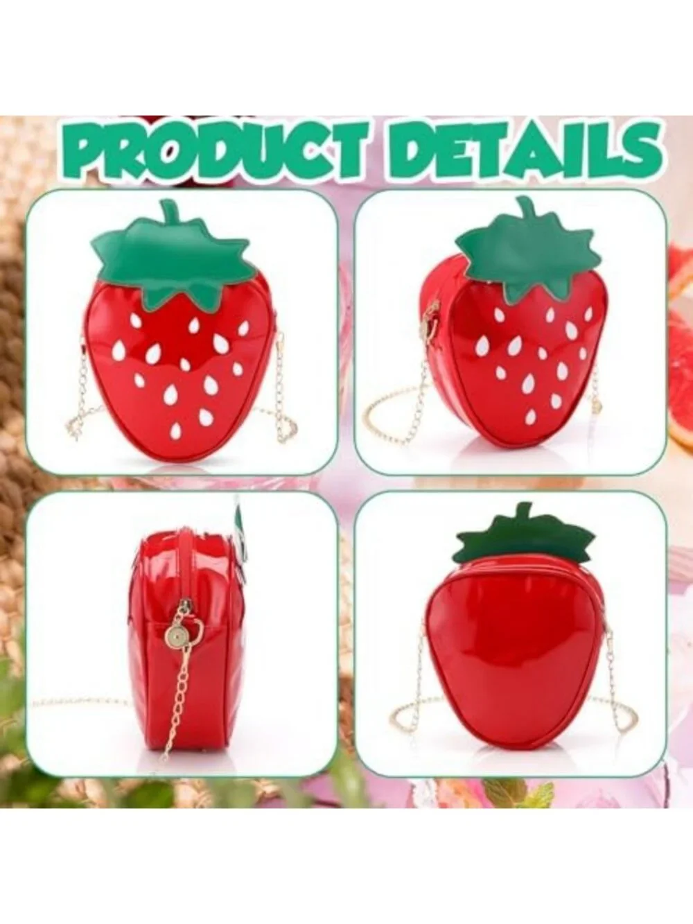 12 Pcs Strawberry Crossbody Bag Set - Cute PU Phone Wallets for Girls' Parties